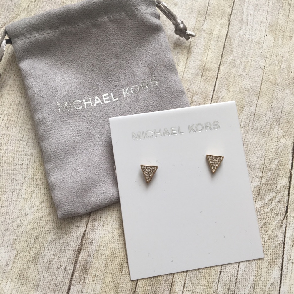 Michael Kors Gold Tone "Diamond" Triangle Earrings